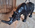 Antiek beeld neushoorn leer bruin vintage Engels, Ophalen of Verzenden