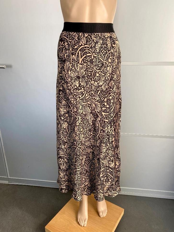 H379 Nieuw: Summum maat 34/36=XS/S lange rok beige/zwart, Kleding | Dames, Rokken, Nieuw, Maat 36 (S), Beige, Onder de knie, Ophalen of Verzenden