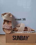 Sunbay beige leer sandalen muiltjes klompen maat 36, Nieuw, Beige, Sandalen of Muiltjes, Sunbay