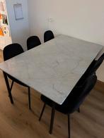 Marmeren tafel wit met zwarte poten, Ophalen of Verzenden, Zo goed als nieuw, Rechthoekig, 50 tot 100 cm
