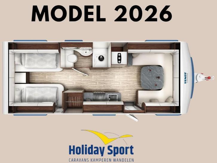 Fendt Diamant 650 GDW modeljaar 2026, Caravans en Kamperen, Caravans, Bedrijf, tot en met 4, 1500 - 2000 kg, Rondzit, Fendt, 2 aparte bedden