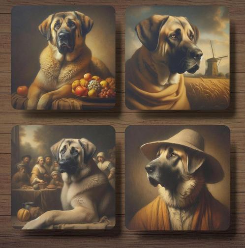 Kangal Rembrandt stijl onderzetters met houder, Huis en Inrichting, Woonaccessoires | Onderzetters, Nieuw, Glas of Kopje, Ophalen of Verzenden