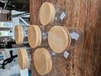 Glazen voorraadpotten met houten deksel Xenos, Ophalen of Verzenden, Nieuw, Glas, Pot, Bus of Blik
