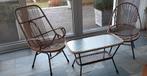 2 originele rotan jaren 60 stoeltjes en tafel, Ophalen, Zo goed als nieuw, 2 zitplaatsen
