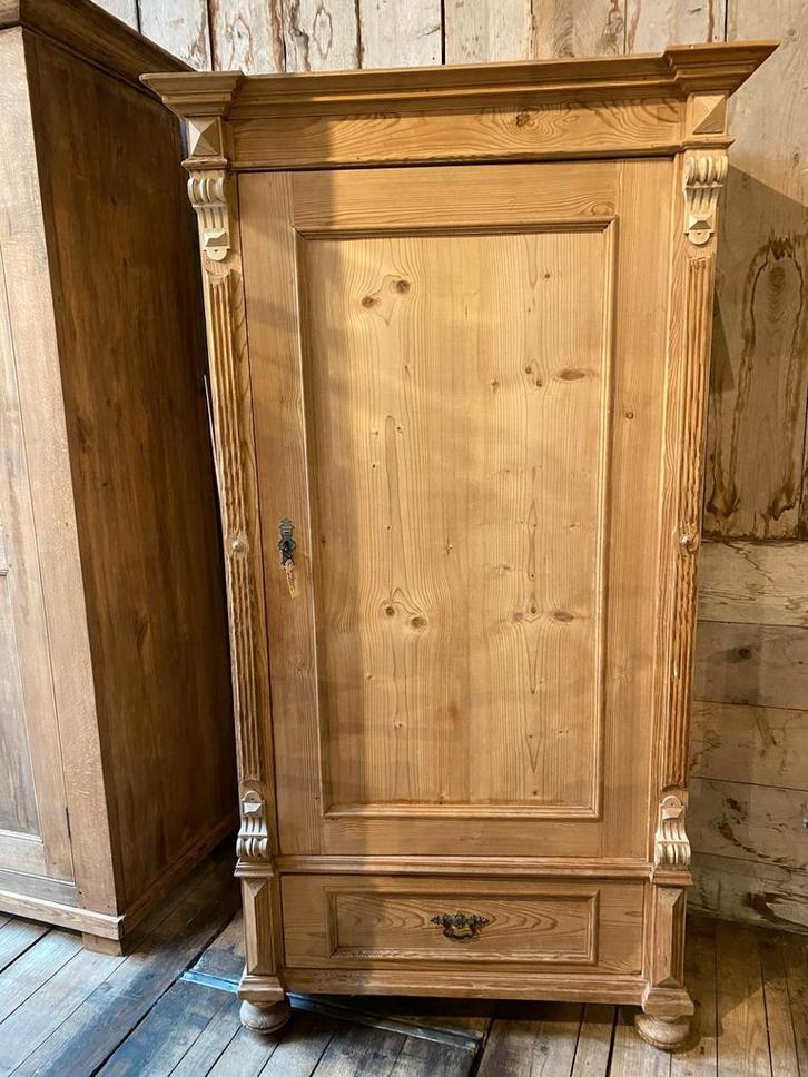 Landelijk oud Grenen kast eendeurs met lade, Huis en Inrichting, Kasten | Kledingkasten, Gebruikt, 150 tot 200 cm, 25 tot 50 cm