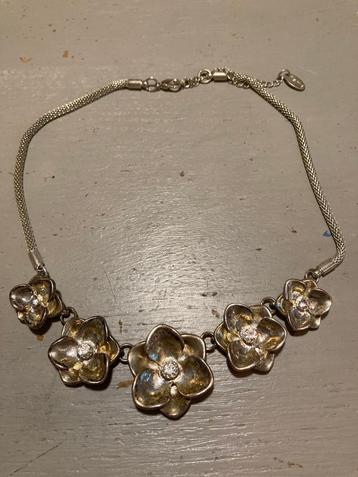 Vintage zilverkleurig strass ketting collier costume Jewelry beschikbaar voor biedingen