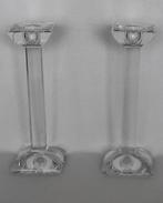 2 glazen kandelaars, Ophalen of Verzenden, Overige materialen, Minder dan 25 cm