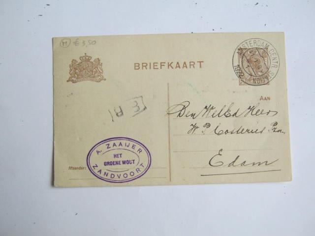 Ansichtkaarten Nederland, TC 1-80 Zandvoort-Briefkaart 1922, Verzenden, 1920 tot 1940, Gelopen, Noord-Holland