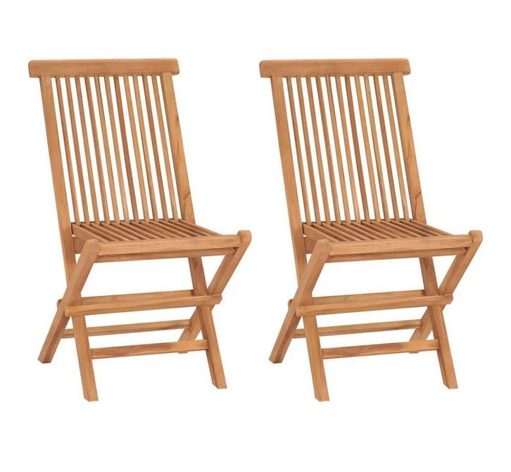 Tuinstoelen inklapbaar 2 st massief teakhout, nieuw, Antiek en Kunst, Antiek | Meubels | Stoelen en Banken, Ophalen of Verzenden