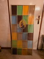 Glas-in-lood raam met messing frame, Antiek en Kunst, Ophalen