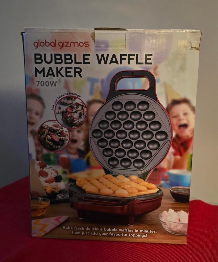 Global Gizmos Bubble Waffle Maker - Nieuwstaat!, Witgoed en Apparatuur, Wafelijzers, Zo goed als nieuw, Uitneembare platen, Vaatmachinebestendige platen