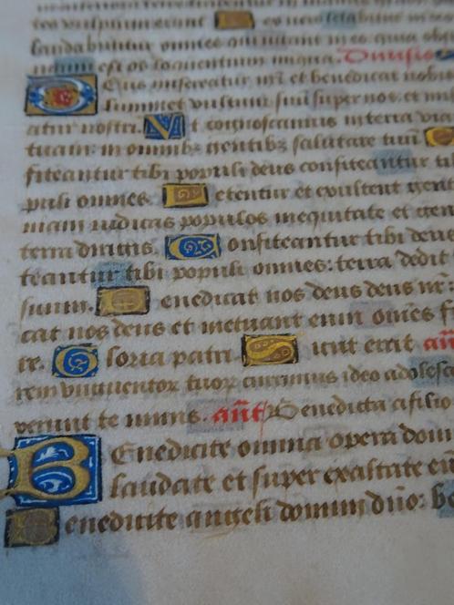 Getijdenboek, manuscript N-Frankrijk Belgie 1480 bladwachter, Antiek en Kunst, Antiek | Boeken en Bijbels, Verzenden