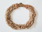 Prachtige handgemaakte ketting in bruin/beige/wit, Ophalen of Verzenden, Nieuw, Beige, Kunststof