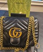 Gucci Marmont Mini Schoudertas Zwart, Ophalen of Verzenden, Zo goed als nieuw, Zwart, Schoudertasje