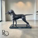 Vintage Bronzen Jachthond op Marmeren Voet, Ophalen of Verzenden, Brons