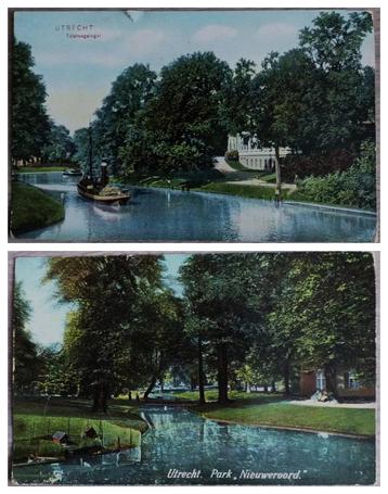 Utrecht. 2 x briefkaart. Tolsteegsingel en Park Nieuweroord. beschikbaar voor biedingen