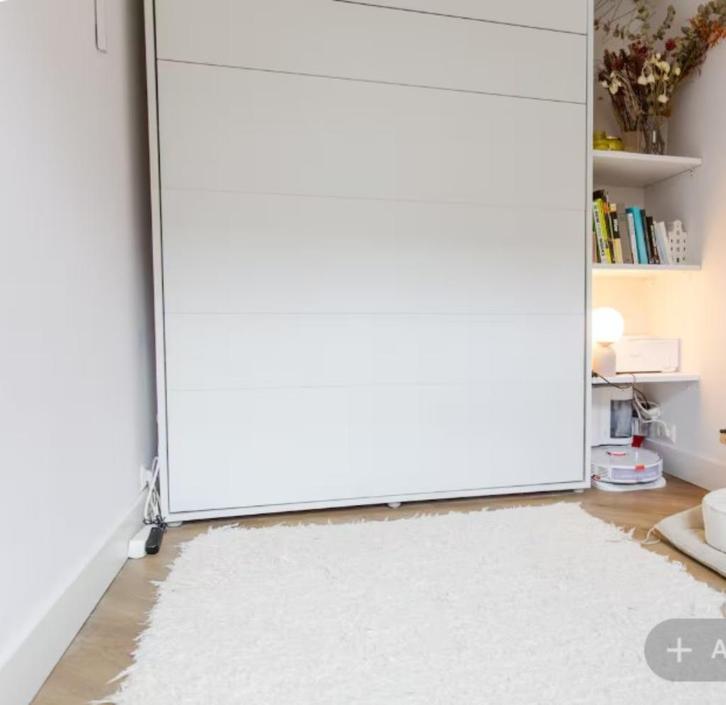 Murphybed - Opklapbed 140x200 cm mat wit (verticaal), Huis en Inrichting, Slaapkamer | Bedden, Zo goed als nieuw, Tweepersoons