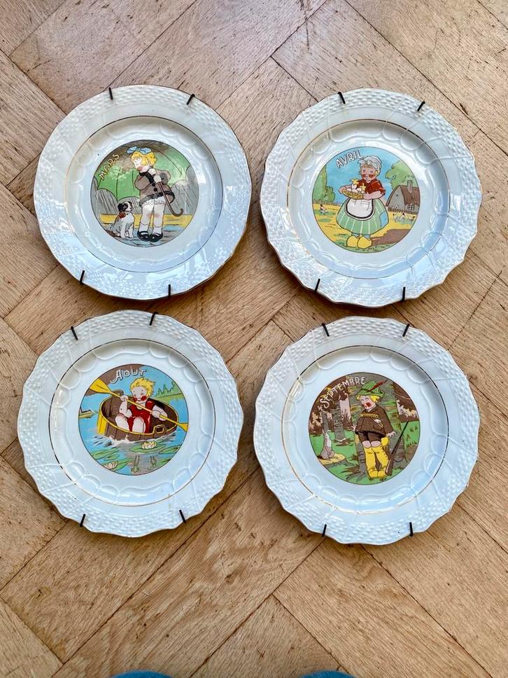 4 ontbijtbordjes Nord Moulin de Loup & Hamage France 1925/30, Antiek en Kunst, Antiek | Servies los, Ophalen of Verzenden