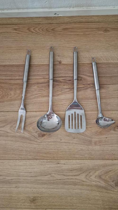 RVS Keukengerei Set - 4 stuks (Edelstahl Rostfrei), Huis en Inrichting, Keuken | Bestek, Zo goed als nieuw, Los bestek, Rvs of Chroom