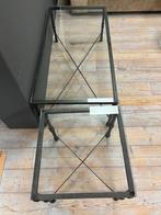 salontafelset van 2, metalen frame en glazen blad €195, Ophalen, 100 tot 150 cm, 50 tot 100 cm, Zo goed als nieuw