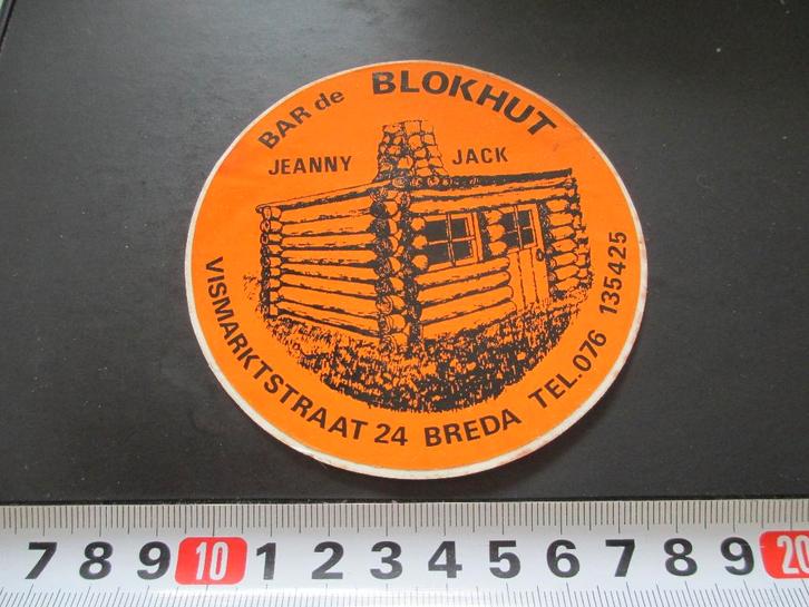 sticker breda bar DE BLOKHUT jeanny jack vismarktstraat 24, Verzamelen, Stickers, Zo goed als nieuw, Ophalen
