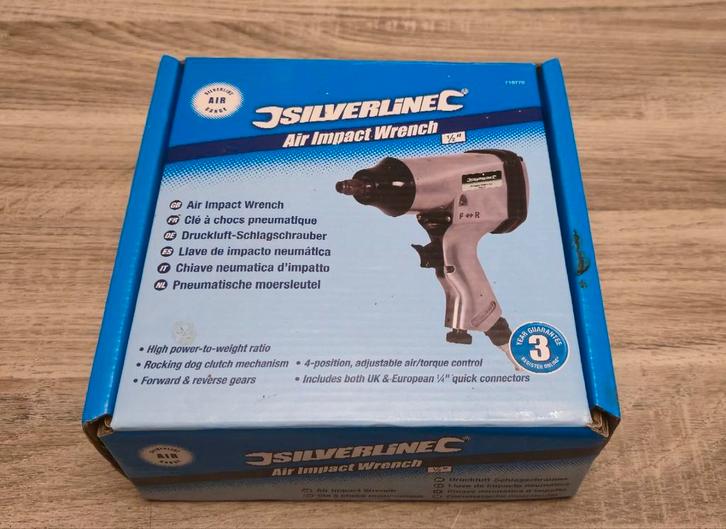 Nieuwe Silverline luchtgereedschap slagmoersleutel., Doe-het-zelf en Verbouw, Compressors, Nieuw, 6 tot 10 bar, Minder dan 25 liter