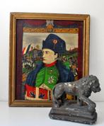 Napoleon schilderijtje en leeuw van Waterloo beeld, Ophalen of Verzenden