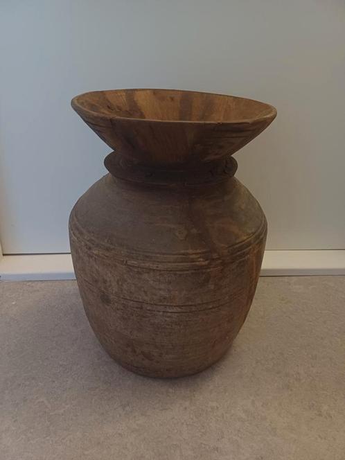 Houtenvaas/Pot/ Rond/ Landelijk, Huis en Inrichting, Woonaccessoires | Vazen, Nieuw, Overige kleuren, Minder dan 50 cm, Overige materialen