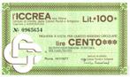 Italië 100 Lire 1977 cheque van L'ICCREA - aUNC/XF, Verzenden, Italië, Los biljet