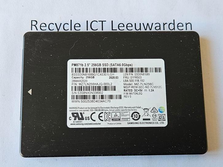 Samsung 256gb laptop ssd hdd hardeschijf pm871b, Computers en Software, Harde schijven, Gebruikt, Laptop, Intern, SSD, SATA, Ophalen of Verzenden