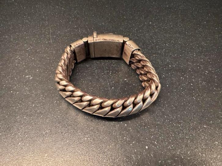 Zilveren Armband, Budha Stijl, 202 Gram, Antiek en Kunst, Antiek | Goud en Zilver, Zilver, Ophalen of Verzenden