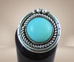 Prachtige NAVAJO zilveren ring ronde turquoise M17,5/18!, Sieraden, Tassen en Uiterlijk, 18 tot 19, Verzenden, Ssiesvintagesieraden@gmail.com
