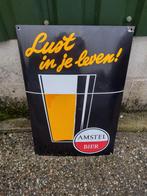 Emaille bord Amstel bier, Ophalen of Verzenden, Zo goed als nieuw, Reclamebord