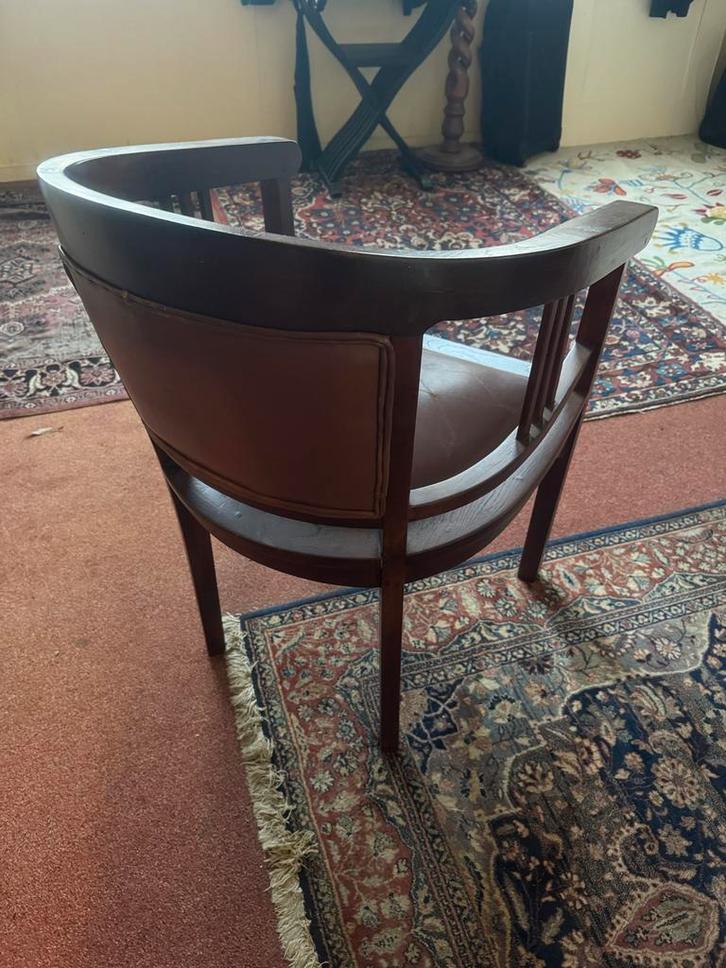 Lederen Notaris Stoel, Huis en Inrichting, Stoelen, Gebruikt, Eén, Hout, Bruin, Ophalen of Verzenden