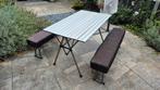 Kampeer / Picknicktafel met twee losse bankjes., Ophalen, Gebruikt, Campingtafel