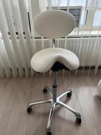 Zadelkruk, Tabouret, Bureaukruk/stoel Wit PU leder, Huis en Inrichting, Krukjes, Ophalen, Zo goed als nieuw, Hout