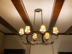 Rustieke smeedijzeren kroonluchter - 6 lichts, Huis en Inrichting, Lampen | Kroonluchters, Ophalen, Gebruikt, Metaal
