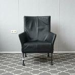 6x Montis Charly fauteuil zwart leder - zwart onderstel, Ophalen of Verzenden, Zo goed als nieuw, Leer