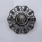 Broche Maria, madonna in bloemenrand, zilver, antiek (7713-4, Ophalen, Zilver, Broche