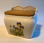 Vintage Wildflowers keramische zoutpot met houten deksel, Ophalen of Verzenden