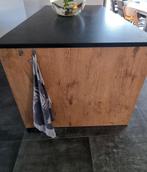 Kookeiland Vinted Eiken Look met Granieten Blad, Ophalen, 25 tot 50 cm, Zwart, Minder dan 100 cm