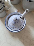 Antiek emaillen potje saks decor met lepeltje voor pop, Antiek en Kunst, Antiek | Speelgoed, Ophalen of Verzenden