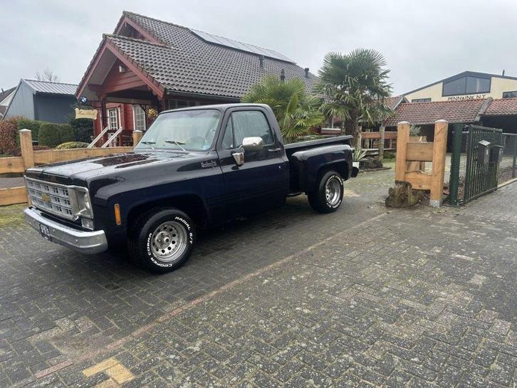 Chevrolet C10 1974, Auto's, Chevrolet, Particulier, Pick-up, LPG, Overige carrosserieën, Automaat, Blauw, Zwart, Kunstmatig leder