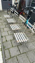 Bistrostoeltjes/ tuinstoelen metaal inklapbaar 4 stuks, Caravans en Kamperen, Ophalen, Zo goed als nieuw