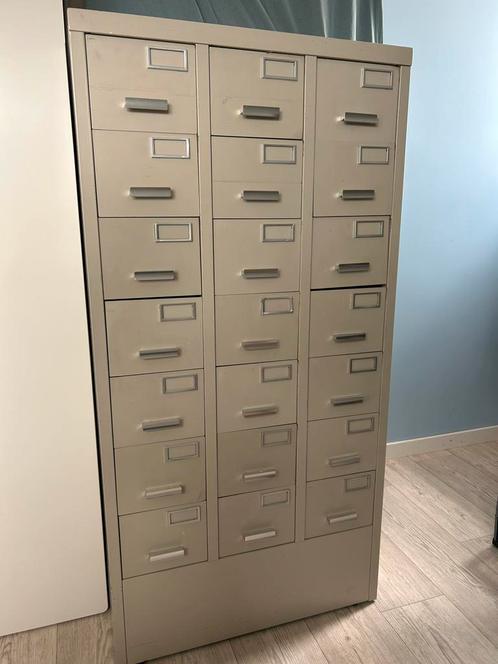 Vintage metalen ladenkast archiefkast vakkenkast, Huis en Inrichting, Kasten | Ladekasten, Gebruikt, 100 tot 150 cm, 50 tot 100 cm