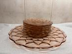 Vintage Glazen Taart Bord + Bordjes, Antiek en Kunst, Ophalen of Verzenden