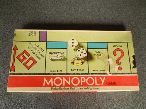Vintage Monopoly engelse uitvoering/ usa editie, Hobby en Vrije tijd, Gezelschapsspellen | Bordspellen, Gebruikt, Een of twee spelers