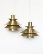Vintage set messing hanglampen Deens design top-lamper, Bestaat niet meer, Ophalen of Verzenden, Zo goed als nieuw, Bestaat niet meer