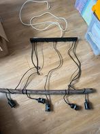 Houten lamp met vijf spots hanglamp eettafel, Huis en Inrichting, Lampen | Hanglampen, Ophalen, Gebruikt, Overige materialen