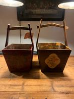 Antieke Chinese houten draagmanden – Shanxi – set van 2, Ophalen